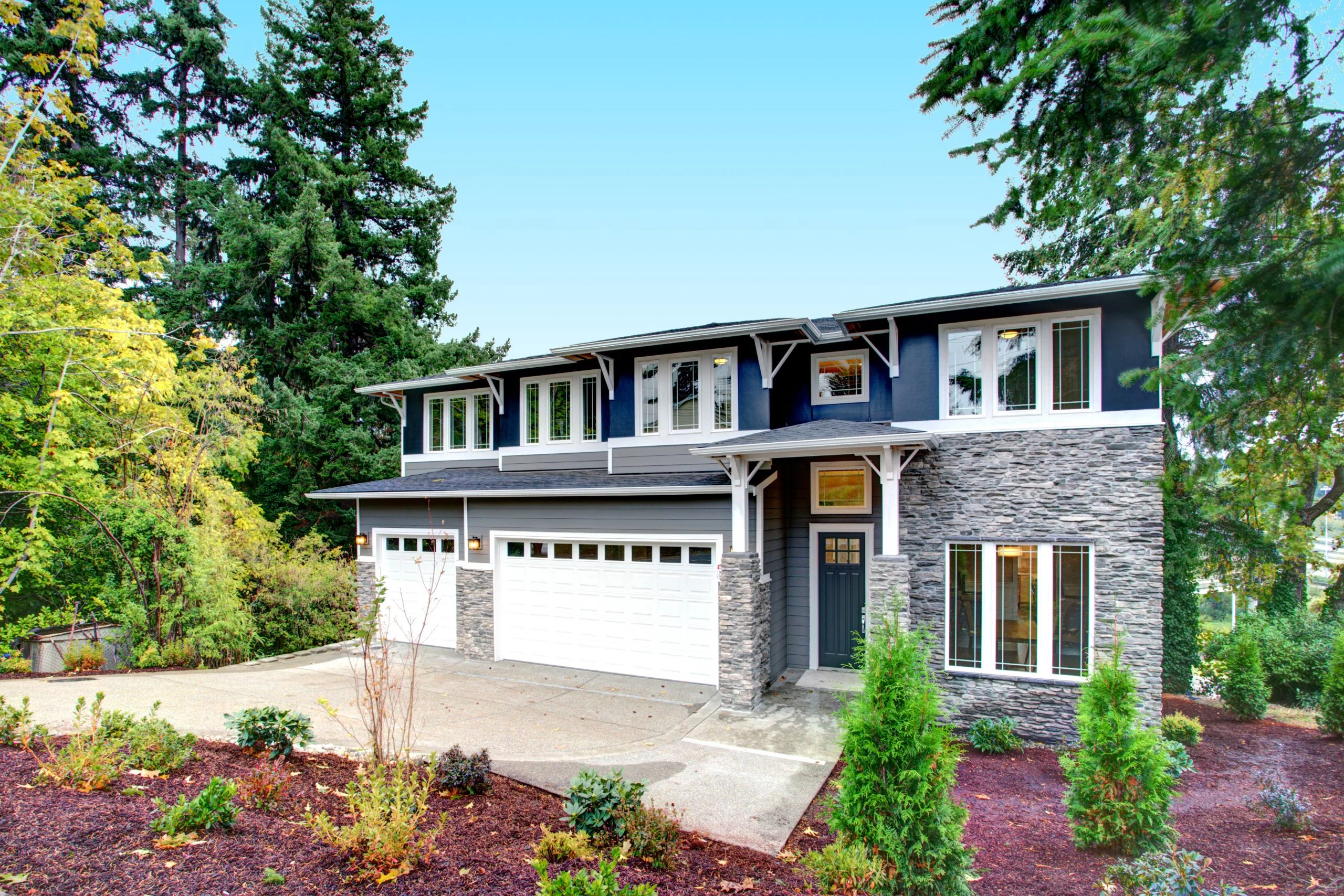 Stone Veneer home with replacement windows