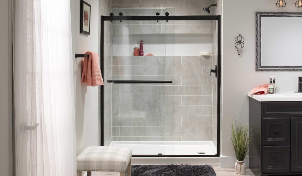 Gray and White Showers Make a Statement