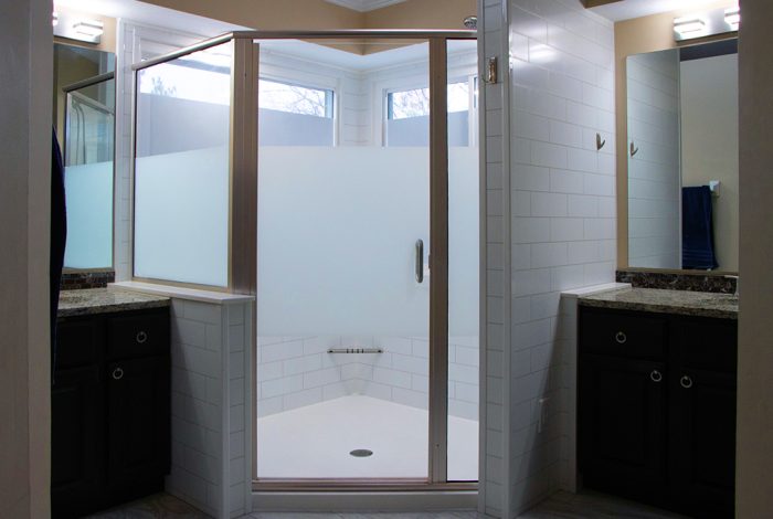 corner tub replacement with custom acrylic shower
