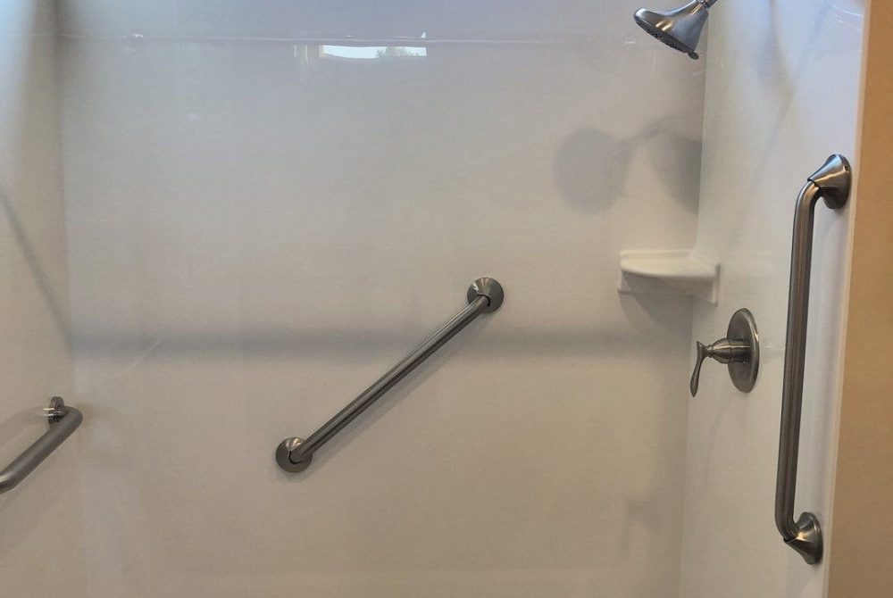 Wiseman After Shower Safety Bars at ADA grab bar height for bathroom safety